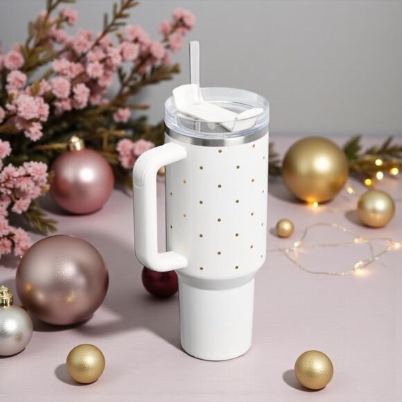 Stanley 40oz Tumbler Frost Polka Dot Target Exclusive NWT Holiday Edition - Picture 2 of 3